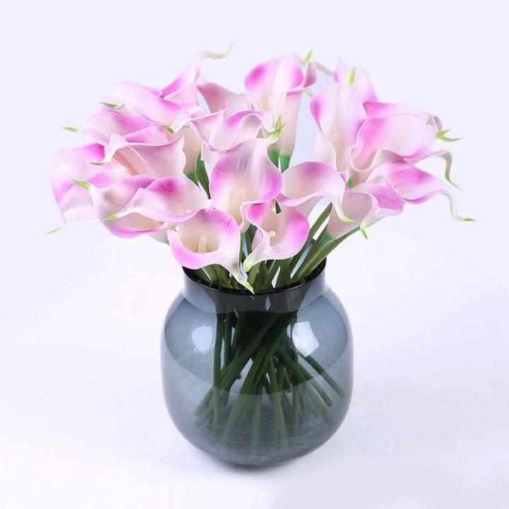 20 stuks kunstmatige Calla lelie, bruid, latex, ware aanraking, familie, decoratie, feest, bruiloft, hotel, decoratie, boeket (paars)