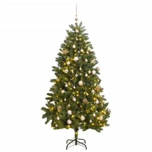 Künstlicher Weihnachtsbaum, Tannenbaum, Christbaum mit Metallständer, Weihnachtsdeko Kunstbaum, 300 LEDs 300 cm