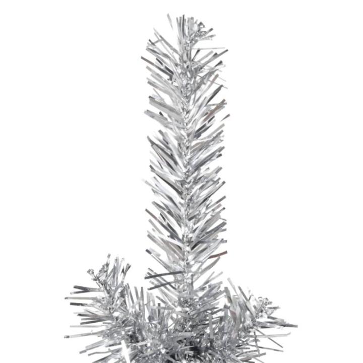 Künstlicher Weihnachtsbaum Silber 180 cm Höhe PVC-Material Halb-Weihnachtsbaum Platzsparend Wand Christbaum Innen- und Außenbereich Wirtschaftliche Weihnachtsdekoration Festlich