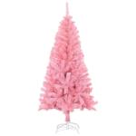 Kunstkerstboom met standaard 150 cm hoog, hoge kunstkerstboom, kerstdecoratie, pvc en staal, roze