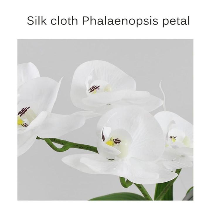 Kunstblumen Phalaenopsis-Kunstblumen-Arrangement mit Glastopf, Orchideen-Bonsai-Kunstseidenblume für den Tisch im Wohnzimmer für jeden Anlass