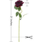 12 stuks Kunstmatige Rozen, 53cm Kunstrozen Enkele Lange Steel , Realistische voor Bruiloftsboeket, Thuis Tuin Woonkamer Hotel Kantoor Decoratie (Weinrot)
