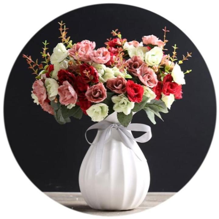 Kunstblumen Künstliche Rosen, kreative Mode, modernes Wohnzimmer, Esstisch, Fernsehschrank, getrocknete Blumen, Blumenarrangement (Keramikvasen). für jeden Anlass