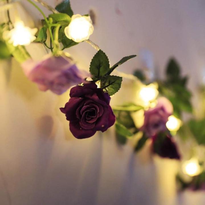 2 stuks 240 cm lange tweekleurige kunstrozenslinger-ranken, hangende zijden bloemen, voor buiten- en binnen, bruiloft- en muurdecoratie (paars)