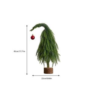 Kleiner Weihnachtsbaum 30 cm/45 cm/60 cm Christbaumschmuck, Bezaubernder Christbaumschmuck mit krummem Hals, künstlicher Mini-Weihnachtsbaum für Weihnachten, Festliche Feiertage,