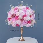 Rosa Rose Babysbreath Blume Ball Centerpiece für Hochzeit Tisch Deko Event Bühne Gang Flool Floral Arrangement Bouquet Supplies (50cm)