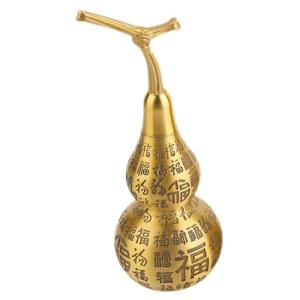 3st Pompoen Ornamenten Hulu-feng-Shui Collectible Figuur Pompoen Chinese Wu Chinese Geluksculptuur Wu-Figuren Wu-feng-Shui Fles Pompoen Koperen Pompoen China Bureau Messing