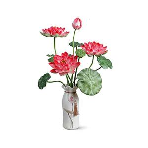 Kunstblumen Künstliche Blumen für den Innenbereich, Simulation Lotus, künstliche Blumen in Vase, Seidenblumen-Wohnzimmer-Desktop-Dekoration für jeden Anlass