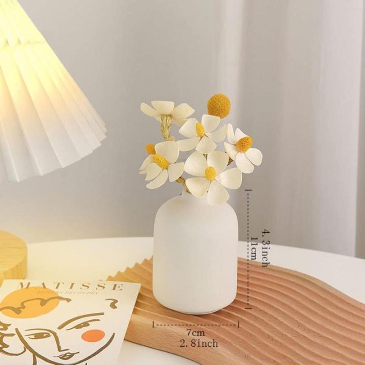 Kunstblumen Gefälschte Blumen mit Vase, rustikale Dekorationen für das Heimbüro, kleine Vase, Blumenstrauß, Dekoration für den Esstisch für jeden Anlass