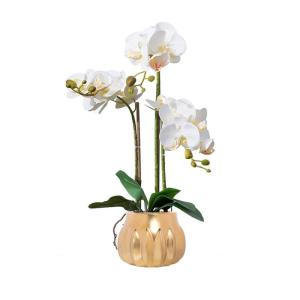 Kunstblumen Künstliches Blumenset, Plastikorchidee mit Goldener Vase, künstliche Phalaenopsis-Blume, künstliche Orchidee als Tafelaufsatz für den Heimtisch für jeden Anlass