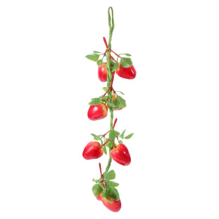 3St Simulierte Erdbeere Erdbeer-Foto-Requisiten lebensechte Fruchtgirlandenrebe Artificial Plant künstliche früchte dekorativer Erdbeeranhänger Wohndekoration Styropor rot