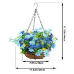 Künstliche Hängeblumen im Korb, Simulationsblumen-Hängekorb für Terrasse, Rasen, Gartendekoration, für die Dekoration Von Außen- und Innenräumen – Blau