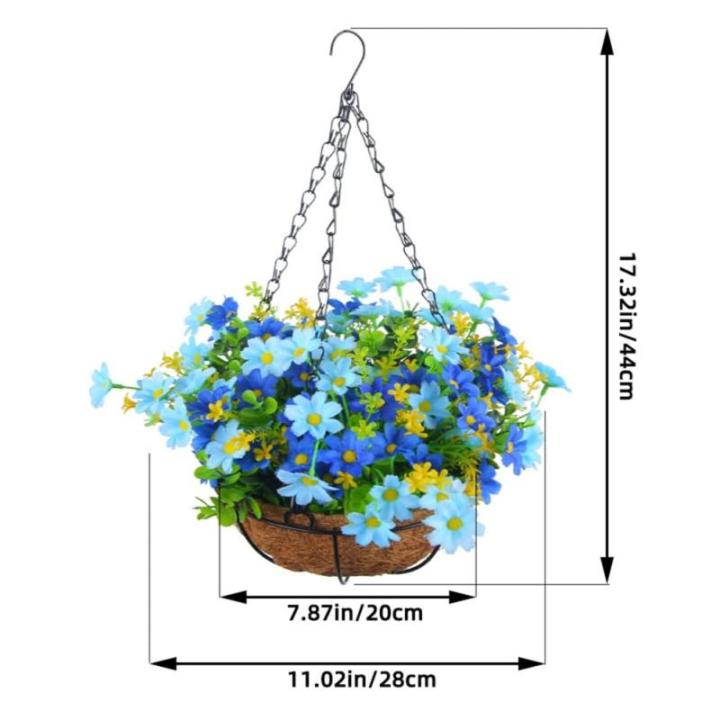 Künstliche Hängeblumen im Korb, Simulationsblumen-Hängekorb für Terrasse, Rasen, Gartendekoration, für die Dekoration Von Außen- und Innenräumen – Blau