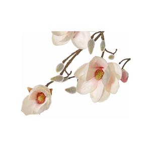 Kunsttak Magnolia met 5 witte bloemen, lengte 80 cm, kunstmagnolia-tak, magnolia-bloesem, decoratieve tak met knoppen
