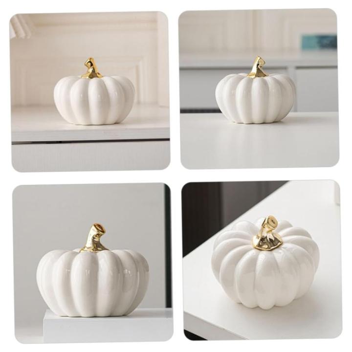 Nordic Keramische Pompoen Kunstmatige Groente Pompoen Decoraties Realistisch Pompoen Mini Pompoen Sculptuur Thanksgiving Pompoen Figuur Huishoudelijke Producten Bureau Wit