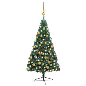 Künstlicher Halb-Weihnachtsbaum Beleuchtung Kugeln Grün 180 cmGün und Golden