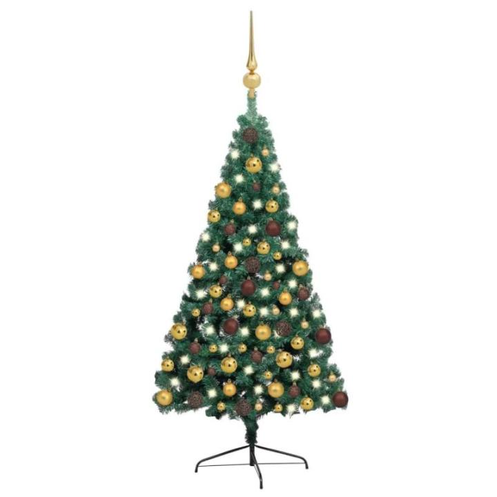 Künstlicher Halb-Weihnachtsbaum Beleuchtung Kugeln Grün 180 cmGün und Golden