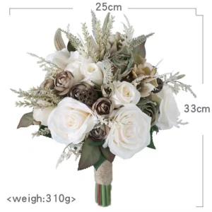 Hochzeitsstrauß for die Braut mit künstlichen Blumen, Champagner-Simulationsblumen, Dekorationszubehör for die Hochzeits- und Verlobungszeremonie, künstlicher Blumenstrauß aus