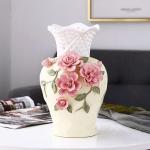 Dekorative Dekoration für Zuhause: Blumenarrangements im chinesischen Stil, getrocknete Blumen, TV-Schrankdekoration, Kunsthandwerk, Keramik (Hellgelb, L)