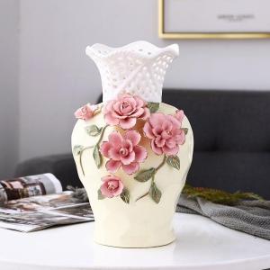 Dekorative Dekoration für Zuhause: Blumenarrangements im chinesischen Stil, getrocknete Blumen, TV-Schrankdekoration, Kunsthandwerk, Keramik (Hellgelb, L)
