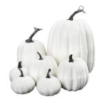 7 stuks kunstpompoenen, pompoen, decoratie, sierpompoen, kunstplantset voor Halloween, decoratie, herfstdecoratieset, 4 maten, wit