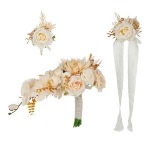 Stilvolle Hochzeitssträuße aus Seidenblumen als Accessoire für Braut und Brautjungfern, tragbar als Dekoration für Festivals und Partys.