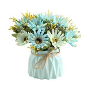 Kunstblumen Künstliche Blumen, Seidenblumen, Blumensträuße mit Keramikvase, Tischdekoration, gemischte künstliche Blumenarrangements für jeden Anlass