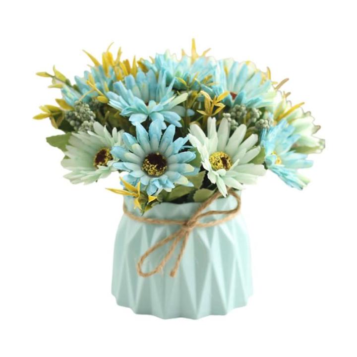 Kunstblumen Künstliche Blumen, Seidenblumen, Blumensträuße mit Keramikvase, Tischdekoration, gemischte künstliche Blumenarrangements für jeden Anlass