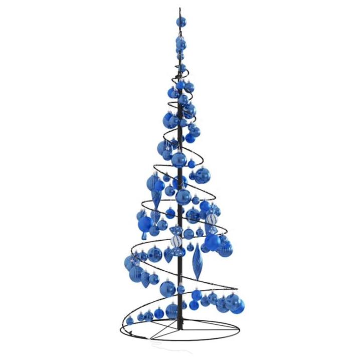 Kerstboom kegelvorm met ballen 80 leds warm wit 120 cm