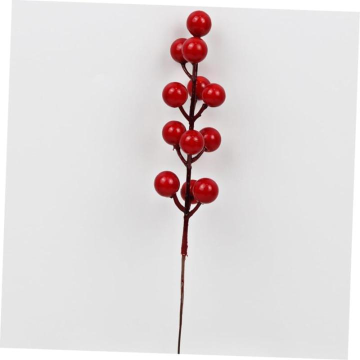 40 STK Simulation Rote Fruchtgabel Holly Beeren Stammt Künstliche Beerenstiele Künstliche Stechpalmenbeeren Weihnachtskranz Beere Gefälschte Beerenstiele Roter Beerenkranz Schau