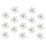 15St Weihnachtsblume Hohle Weihnachtssternblume Künstliche Blumen des Weihnachtssterns künstliche blüten Artificial Simulationsblume Weihnachtsbaumblume Plastik Silver