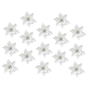 15St Weihnachtsblume Hohle Weihnachtssternblume Künstliche Blumen des Weihnachtssterns künstliche blüten Artificial Simulationsblume Weihnachtsbaumblume Plastik Silver