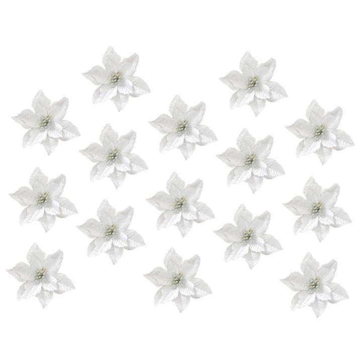 15St Weihnachtsblume Hohle Weihnachtssternblume Künstliche Blumen des Weihnachtssterns künstliche blüten Artificial Simulationsblume Weihnachtsbaumblume Plastik Silver