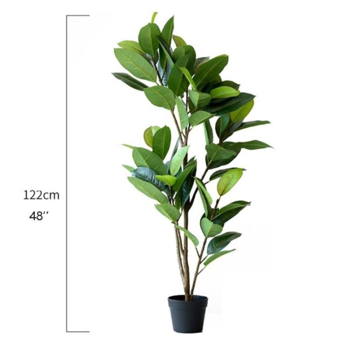 Lebensechter Kunstbaum Künstliche Pflanzen Gefälschter Gummibaum Grünes Blatt Tropische Pflanzen mit Topfgrün Floral Jungle Party Home Garden Decor Dekorationspflanze