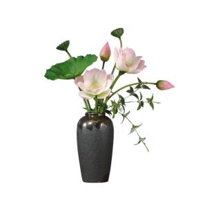 Kunstblumen Künstlicher Lotus Gefälschte Blumensträuße Simulation Seerose Langer Stiel mit Keramiktopf für Home Office Balkondekoration für jeden Anlass