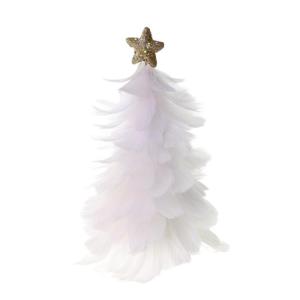 Einzigartiges Federbaum-Design, festlicher Tafelaufsatz, Weihnachtsdekoration, handgefertigte Figur mit Sternspitze, Ferienhaus für Neujahr, Weiß