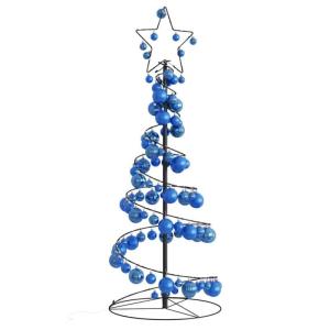 Kerstboom kegelvorm met ballen 80 leds warm wit 120 cm