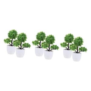 6 STK Simulierte Topfpflanze Mini-pflanztöpfe Eingemachter Bonsai Falsche Pflanzenverzierung Künstlicher Formschnitt Künstlicher Topfbaum Künstliches Topfgras Green Plastik