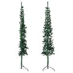 Kunstkerstboom, groen, 180 cm hoog, pvc-materiaal, halve kerstboom, ruimtebesparend, voor binnen en buiten, economische kerstdecoratie, feestelijke dagen