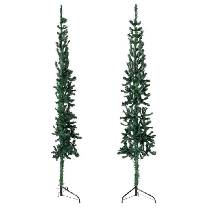 Kunstkerstboom, groen, 180 cm hoog, pvc-materiaal, halve kerstboom, ruimtebesparend, voor binnen en buiten, economische kerstdecoratie, feestelijke dagen