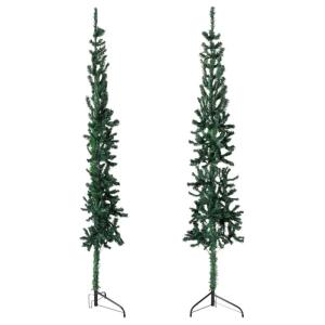 Künstlicher Weihnachtsbaum Grün 210 cm Höhe PVC-Material Halb-Weihnachtsbaum Platzsparend Wand Christbaum Innen- und Außenbereich Wirtschaftliche Weihnachtsdekoration Festliche
