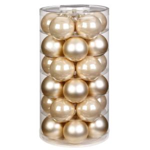 Inge Glazen | Mooie glazen | 30 kegels in blik | kerstboomversiering kerstboomversiering (champagne | mat crème opaal)