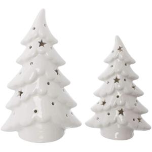 Kerstdecoratie LED deco LED spar wit in set van 2