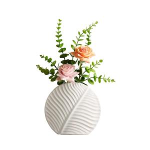 Kunstblumen Gefälschte Blumen in Keramikvase, blattförmige Vase, für Heimzimmer, Schreibtischdekoration, Hochzeit, Küche, Esszimmer, Partys, Dekorationen für jeden Anlass