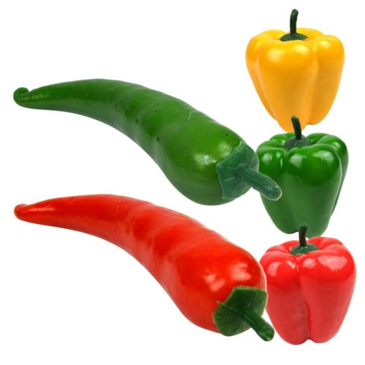 5 Sätze Simulationsmodell Paprika Falscher Chili Schäumt Chili Auf Food-Modell-Requisite Realistische Paprika Gefälschte Chilischoten Gemüse Falsches Chili Poly-Drache 5 Stück
