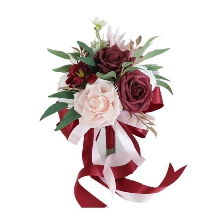 Künstlicher Blumenstrauß mit Pfingstrose und Rose für Hochzeiten, dekorative Blumenornamente, Handheld für Brautstrauß, Hochzeitsfeier