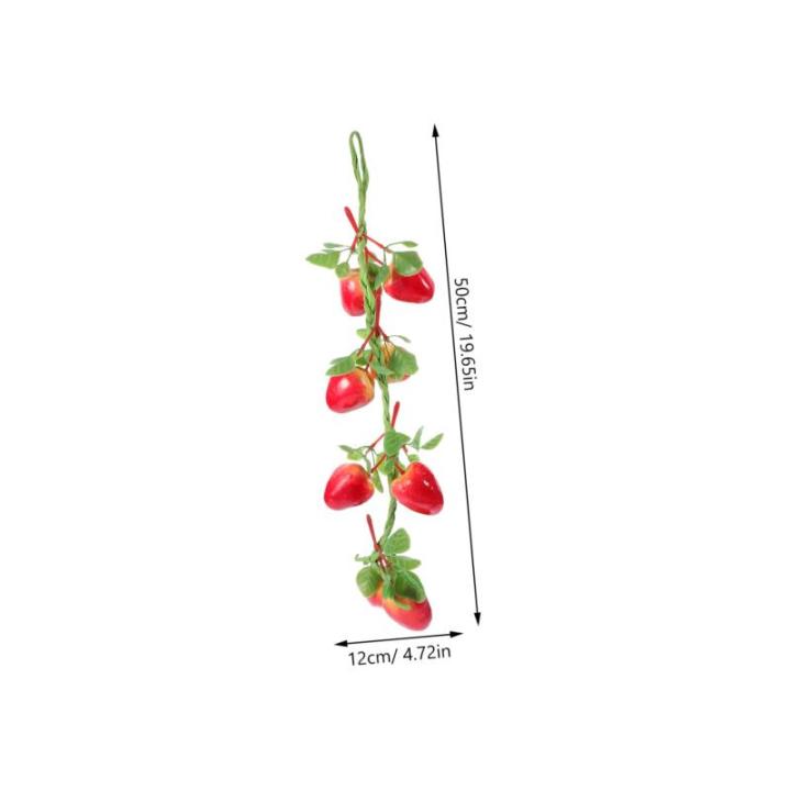 3St Simulierte Erdbeere Erdbeer-Foto-Requisiten lebensechte Fruchtgirlandenrebe Artificial Plant künstliche früchte dekorativer Erdbeeranhänger Wohndekoration Styropor rot