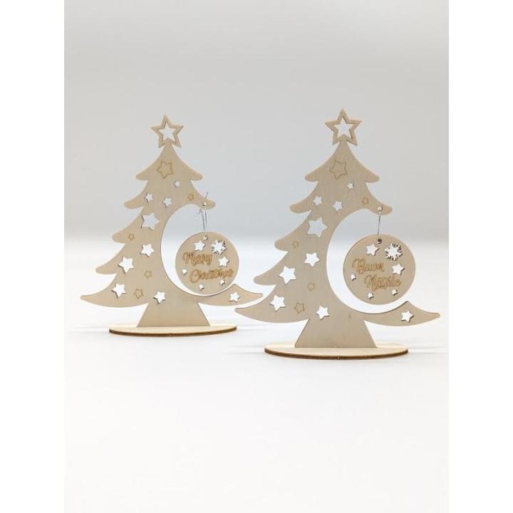Weihnachtsbaum aus Holz, DIY Weihnachtsbaum mit Weihnachtskugeln, Weihnachtsdekoration für Zuhause, hergestellt in Italien