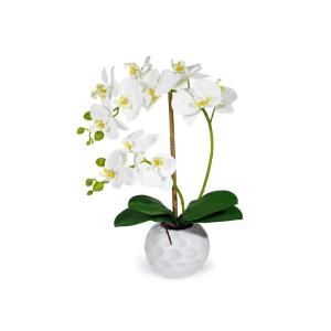 Kunstblumen Künstliche Orchideenblüten, künstliche Blumen in Einer Vase, Tischdekoration für Zuhause, echte Phalaenopsis mit Keramiktopf für jeden Anlass