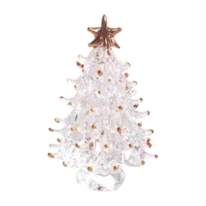 Tisch-Weihnachtsbaum,Weihnachtsbaumfiguren - Kleine Weihnachtsbaum-Miniatur-Weihnachtsfigur,Sammlerkunst-Glasstatue, Tisch-Weihnachtsbaum, Puppenhaus, Miniatur-Winterfiguren für d
